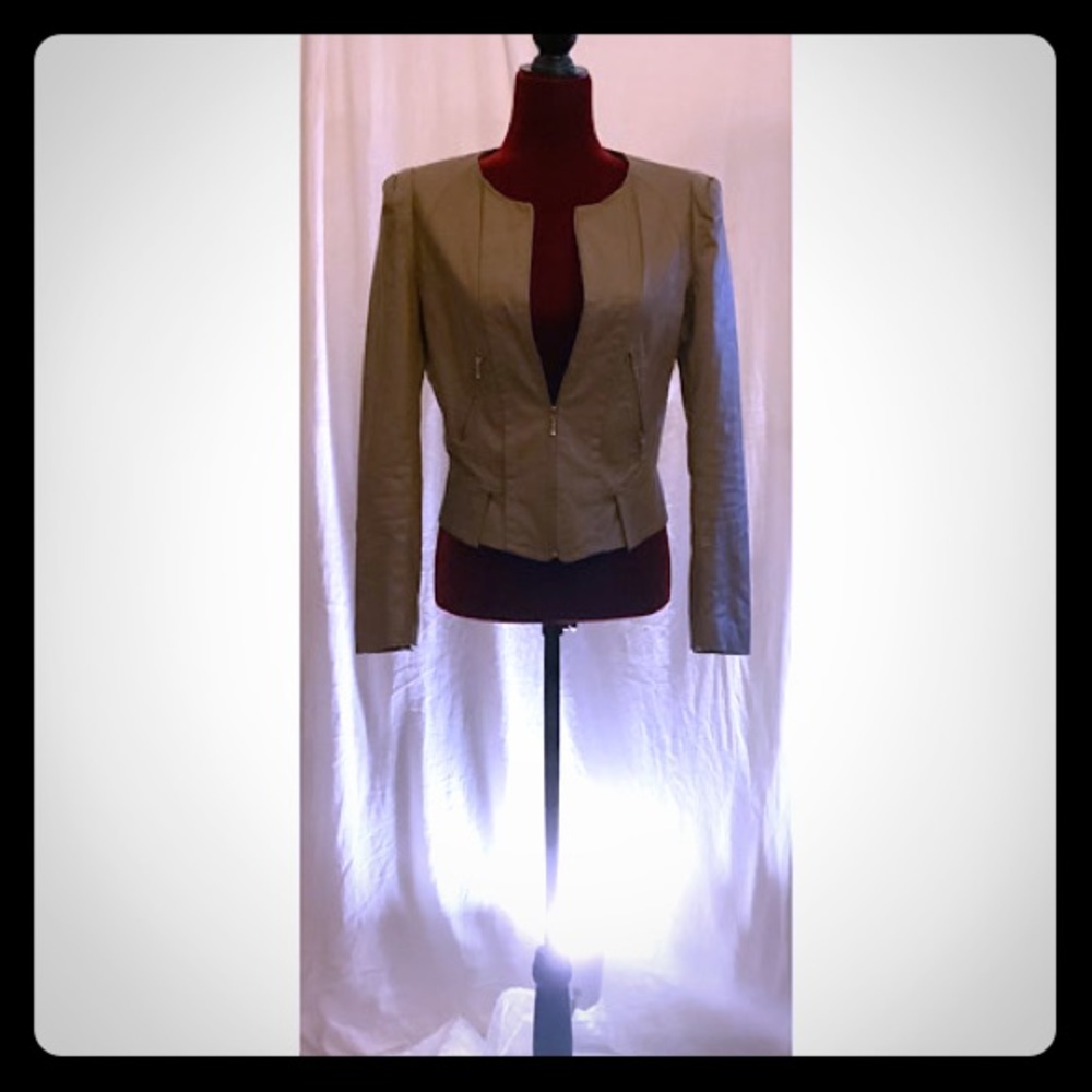 Tailored Tan Faux Leather Jacket